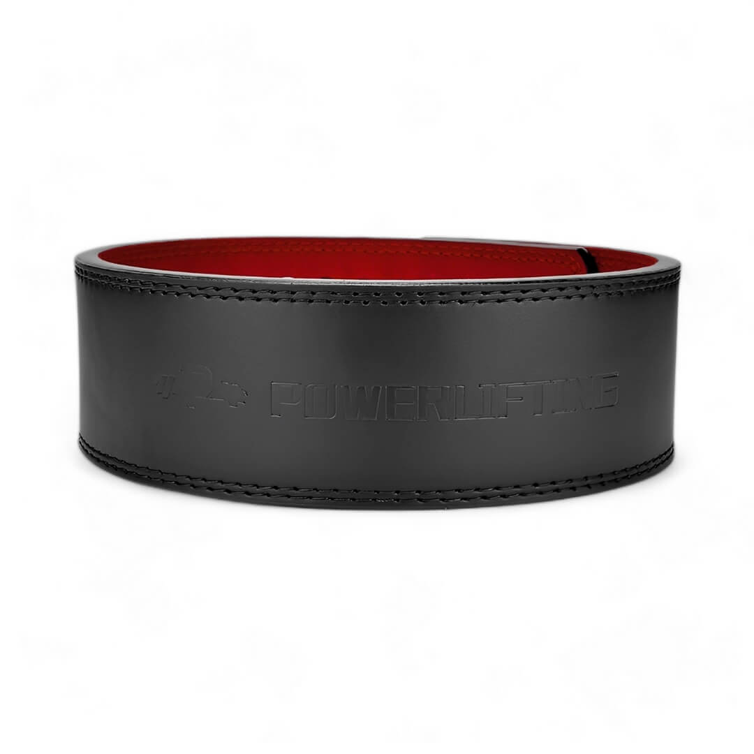 2nd image for Black leather 13mm weightlifting belt with lever for powerlifting