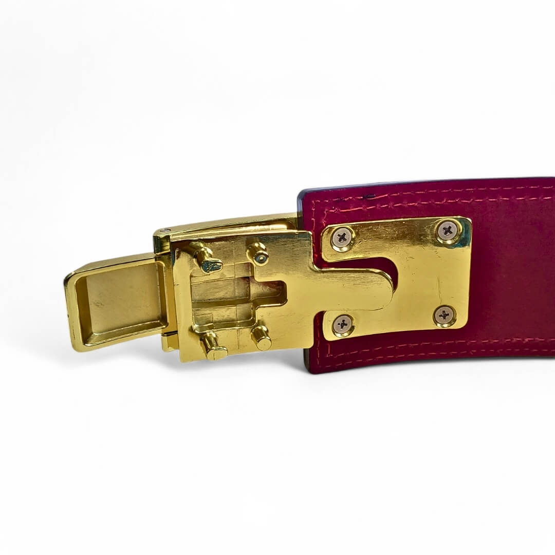 Gold lever buckle shown