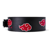 5th image of Anime Powerlifting Belt with red cloud designs, durable leather, and secure buckle, perfect for weightlifting and strength training.