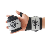 Hidden Leaf Wrist Wraps On Display. Perfect for weightlifting,and strength training. A unique anime gym gear gift for fitness lovers.