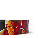 Closed up view of back display for Attack on Titan powerlifting belts displayed | Anime lifting belt with  vibrant graphics, durable leather, perfect for powerlifting and weightlifting