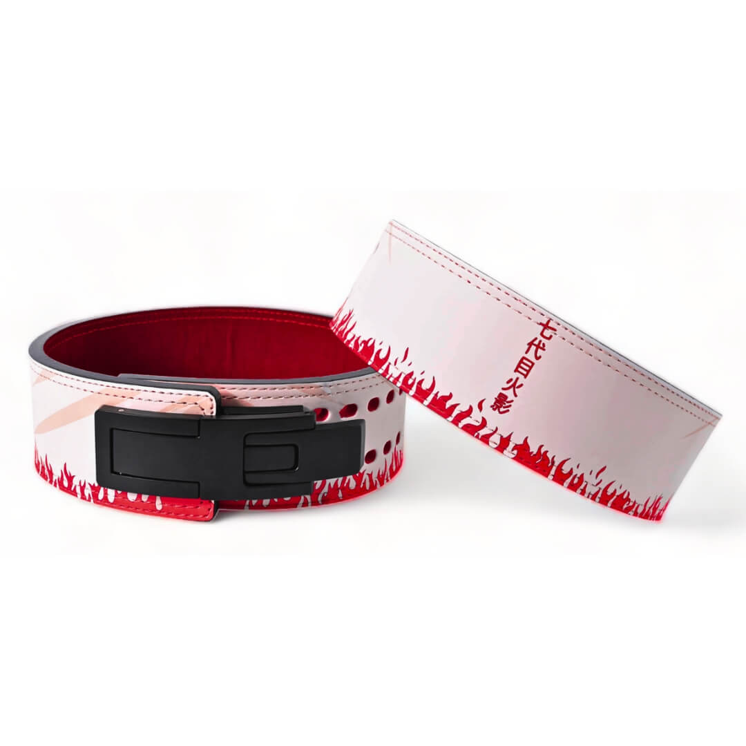 Hokage Litfting Belt | Naruto lifting belts featuring bold red flame design and durable construction, it's ideal for powerlifters and anime enthusiasts.