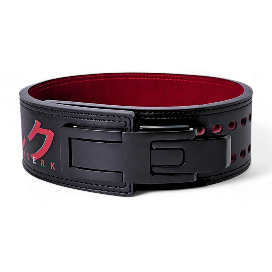 Front of Berserk Lifting Belt without logo. This anime-inspired powerlifting belt with adjustable lever offers ultimate lower back support for deadlifts and squats.