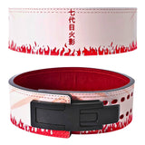 Front and rear view of Hokage Litfting Belt | Naruto lifting belts featuring bold red flame design and durable construction, it's ideal for powerlifters and anime enthusiasts.