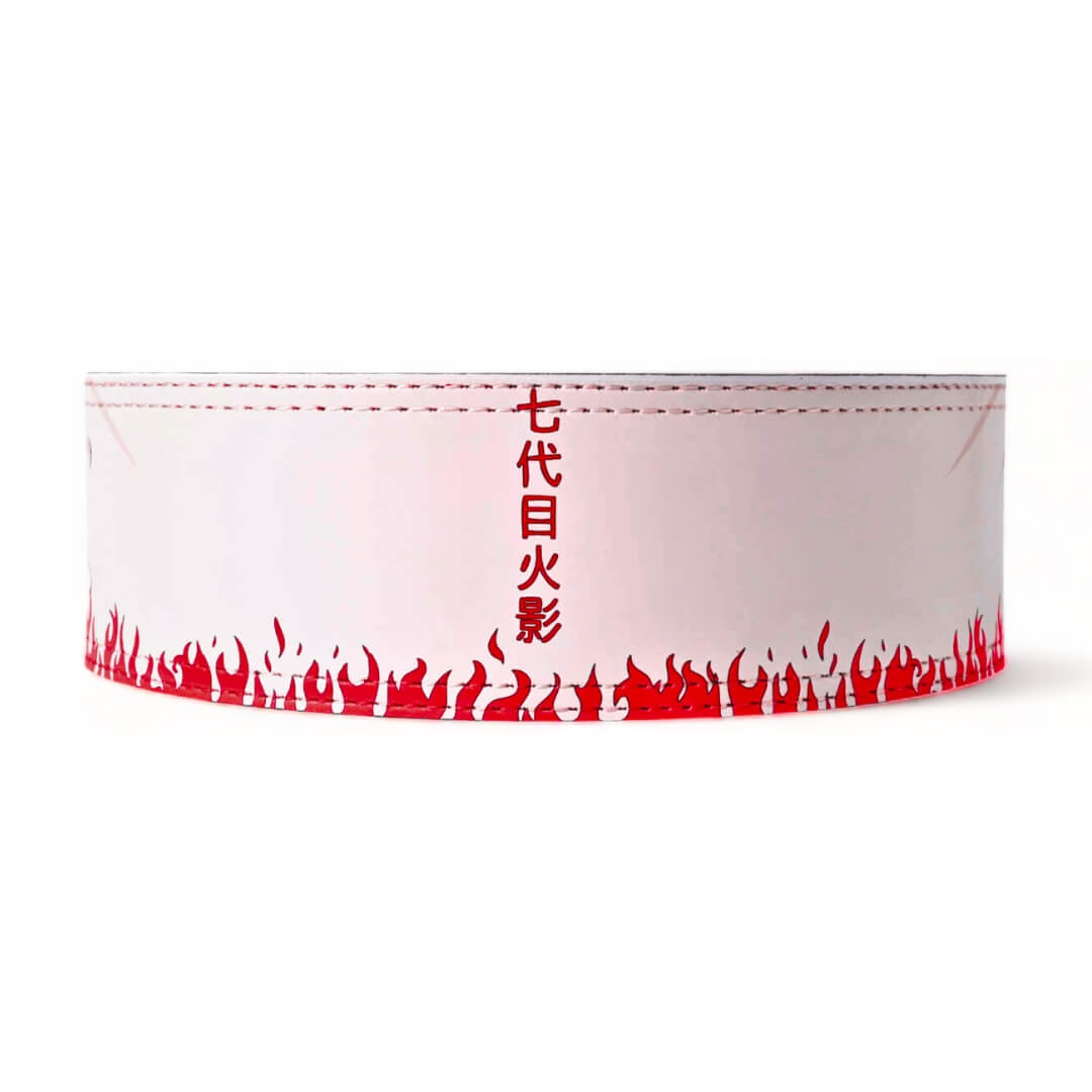 Back view of Hokage Litfting Belt | Naruto lifting belts featuring bold red flame design and durable construction, it's ideal for powerlifters and anime enthusiasts.