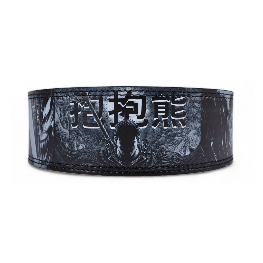 Rear view of Berserk Lifting Belt showcase | Anime lifting belt with Berserk design. Suitable for weightlifting and powerlifting