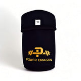 Single black Power Dragon elbow sleeve with gold logo, emphasizing durable and comfortable fit.