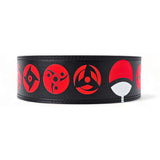 Naruto Powerlifting belt featuring bold red symbols on durable black leather. Ideal for advanced lifters seeking style and support. Enhance your performance with this standout design.