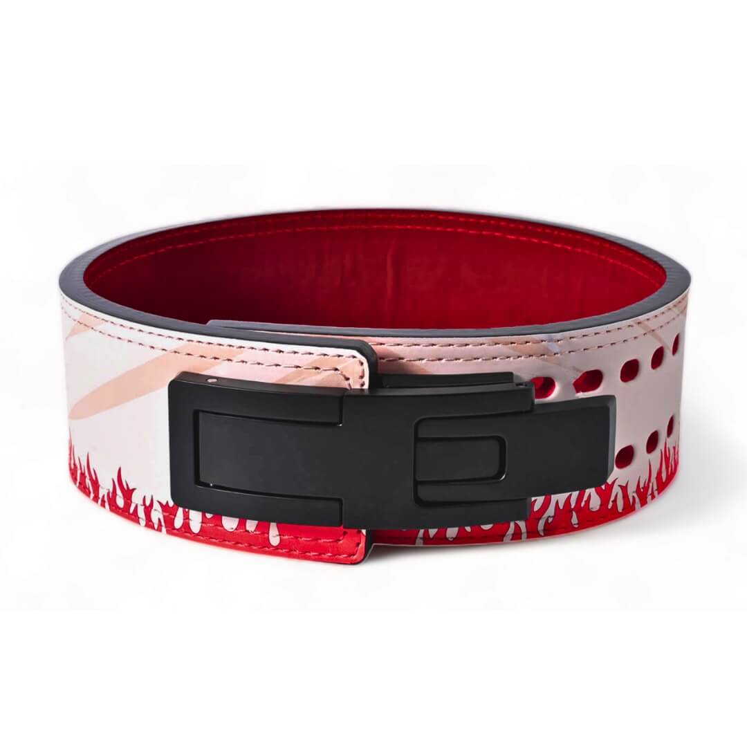 Front view of Hokage Litfting Belt | Naruto lifting belts featuring bold red flame design and durable construction, it's ideal for powerlifters and anime enthusiasts.