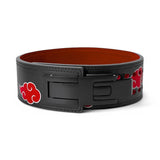 2nd image of Anime Weightlifting Belt with red cloud designs, durable leather, and secure buckle, perfect for weightlifting and strength training.