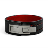 Gray Lever. Leather weightlifting belt for powerlifting. Lever belt action