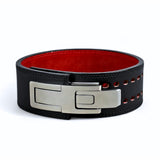 Gray Lever. Leather weightlifting belt for powerlifting. Lever belt action