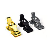 Set of three akinci strength lever belt buckles in gold, black, and gray, perfect for customization.