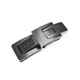 Detailed view of a gray akinci strength lever belt buckle, designed for secure fit and performance.