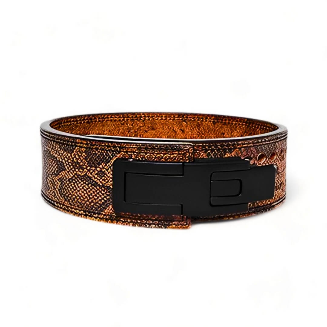  earth-toned brown snake-skin patterned powerlifting belt | Weightlifting Belt for strength training sports such as powerlifting