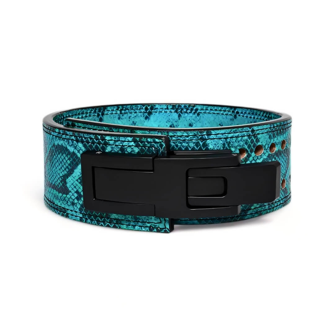 blue serpent-skin patterned powerlifting belt  | Weightlifting Belt for strength training sports such as powerlifting