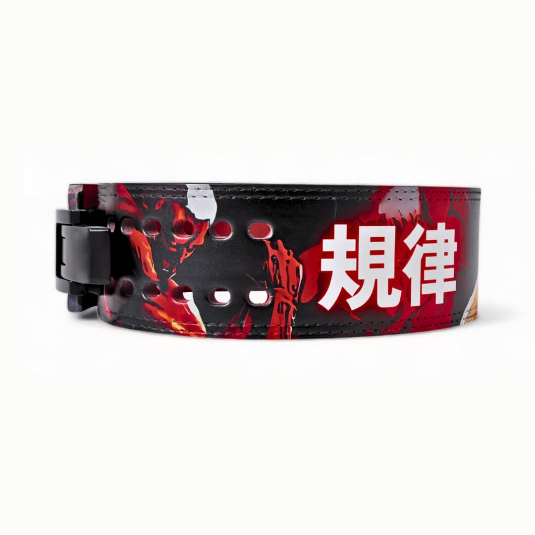 Other side display for Attack on Titan powerlifting belts displayed | Anime lifting belt with  vibrant graphics, durable leather, perfect for powerlifting and weightlifting