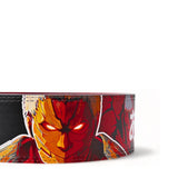 Closed up view of back display for Attack on Titan powerlifting belts displayed | Anime lifting belt with  vibrant graphics, durable leather, perfect for powerlifting and weightlifting