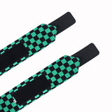 Ichimatsu Pattern Wrist Wraps inspired by 'Demon Slayer'. Perfect for powerlifters, these anime wrist wraps combine traditional aesthetics with robust functionality for enhanced workout performance.