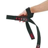 Berserk lifting straps on display. Perfect for weightlifting,and strength training. A unique anime gym gear gift for fitness lovers.