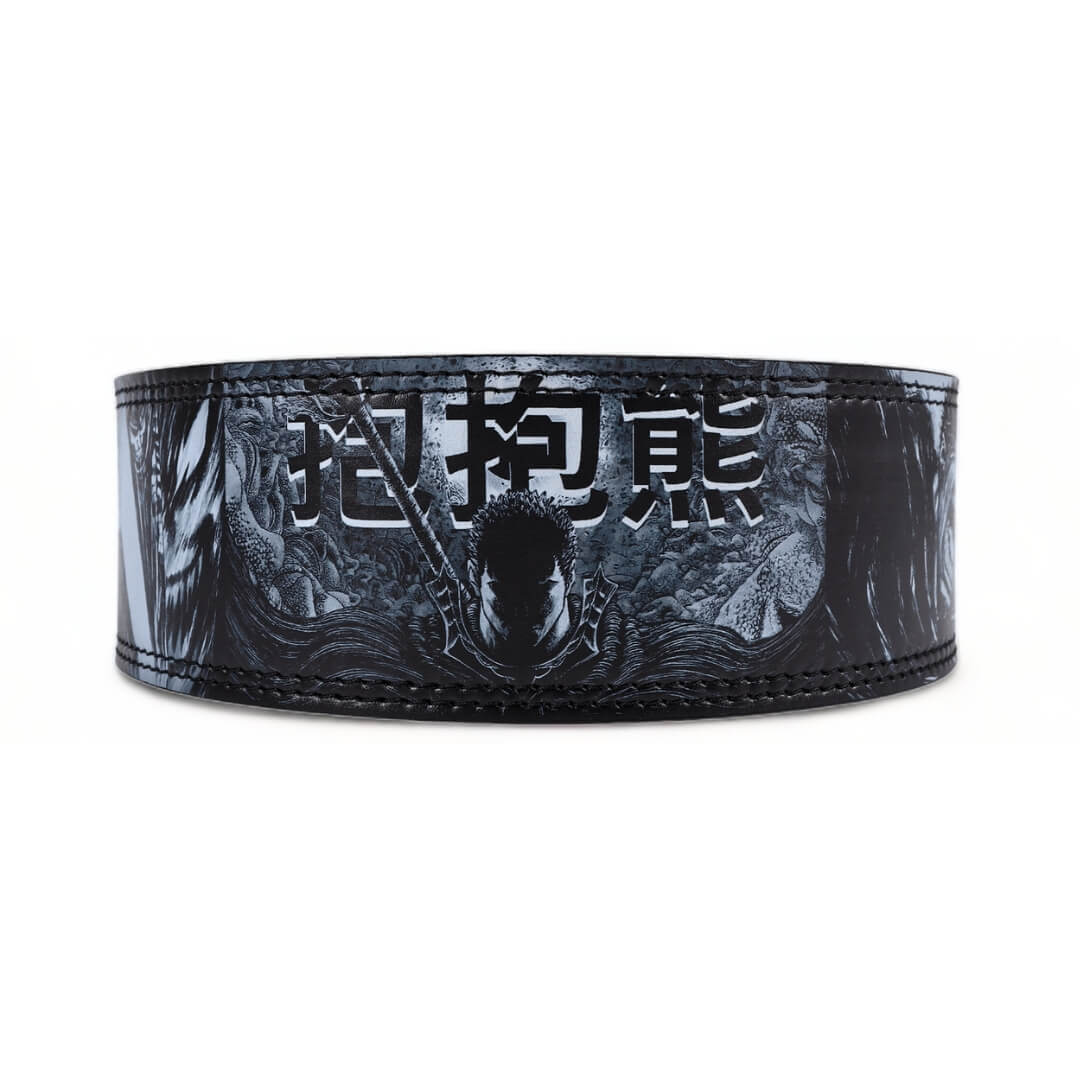 Rear view of Berserk Lifting Belt showcase | Anime lifting belt with Berserk design. Suitable for weightlifting and powerlifting