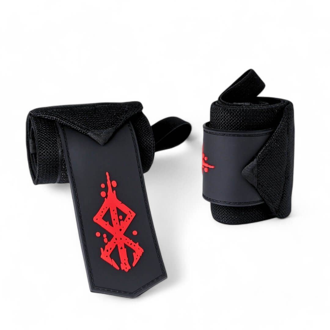 A dynamic view of Berserk Wrist Wraps | Anime wrist wraps that stabilizes wrists during weightlifting and other strength training sports