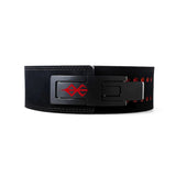 Front of Berserk Lifting Belt with logo. This anime-inspired powerlifting belt with adjustable lever offers ultimate lower back support for deadlifts and squats.