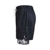 Other side view of Berserk gym shorts | Anime workout gear for gym with Berserk pattern.