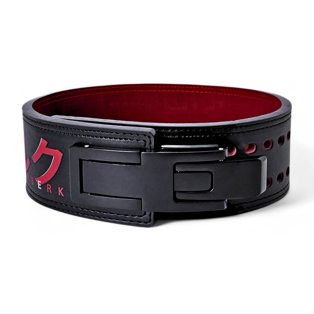 Front of Berserk Lifting Belt without logo. This anime-inspired powerlifting belt with adjustable lever offers ultimate lower back support for deadlifts and squats.