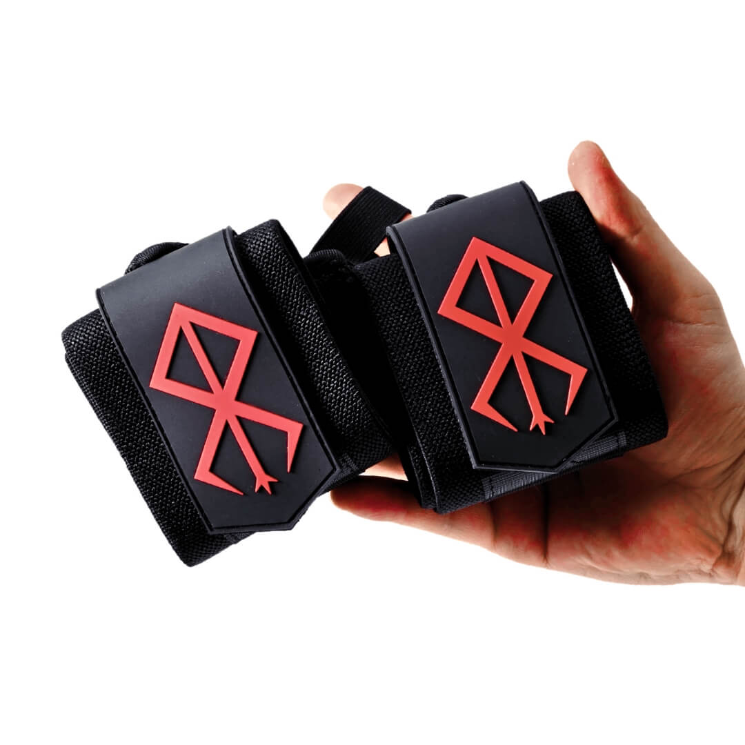 Alternate view of Berserk Wrist Wraps on display | Anime wrist wraps that stabilizes wrists during weightlifting and other strength training sports