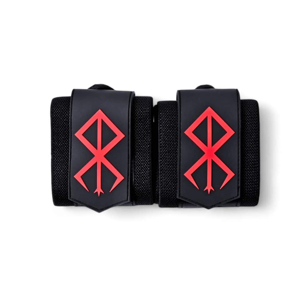 Top view of Berserk Wrist Wraps on display | Anime wrist wraps that stabilizes wrists during weightlifting and other strength training sports