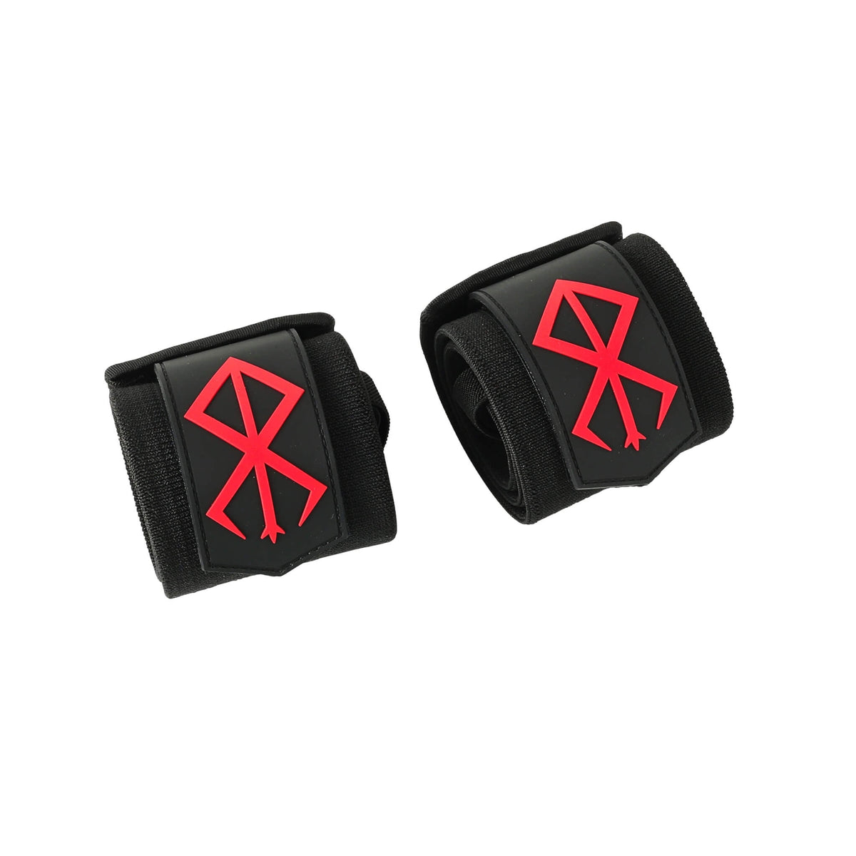 Close up Berserk's XTRA-STIFF Wrist Wraps. Perfect for anime fans and serious lifters, these wraps offer unmatched wrist stability and support for weightlifting, powerlifting, and strength training.