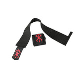 Close up Berserk's XTRA-STIFF Wrist Wraps. Perfect for anime fans and serious lifters, these wraps offer unmatched wrist stability and support for weightlifting, powerlifting, and strength training.