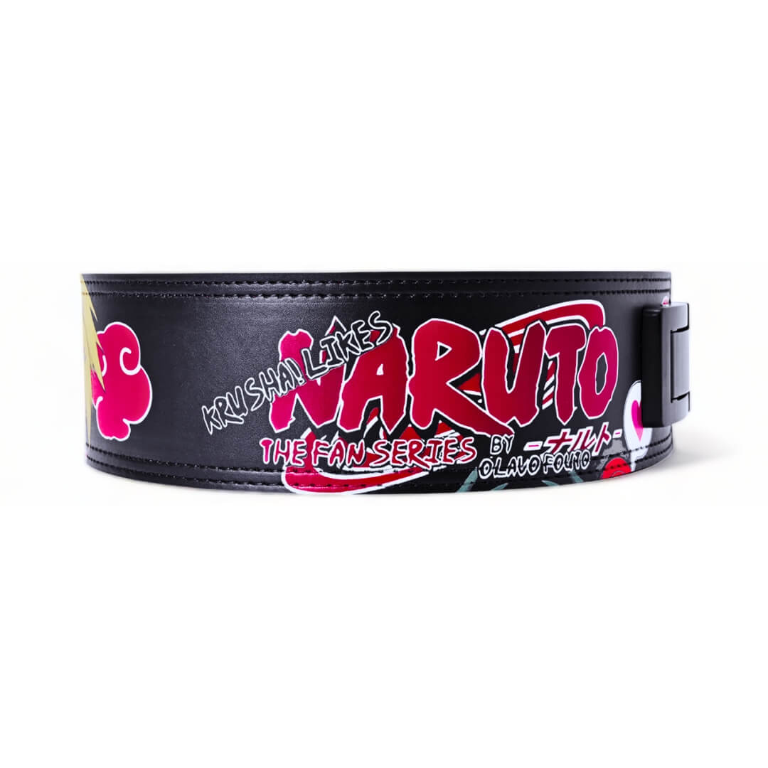 Side view of Chibi Akatsuki weightlifting belts | Anime lifting belts with printed design highlighting the detailed characters from Naruto