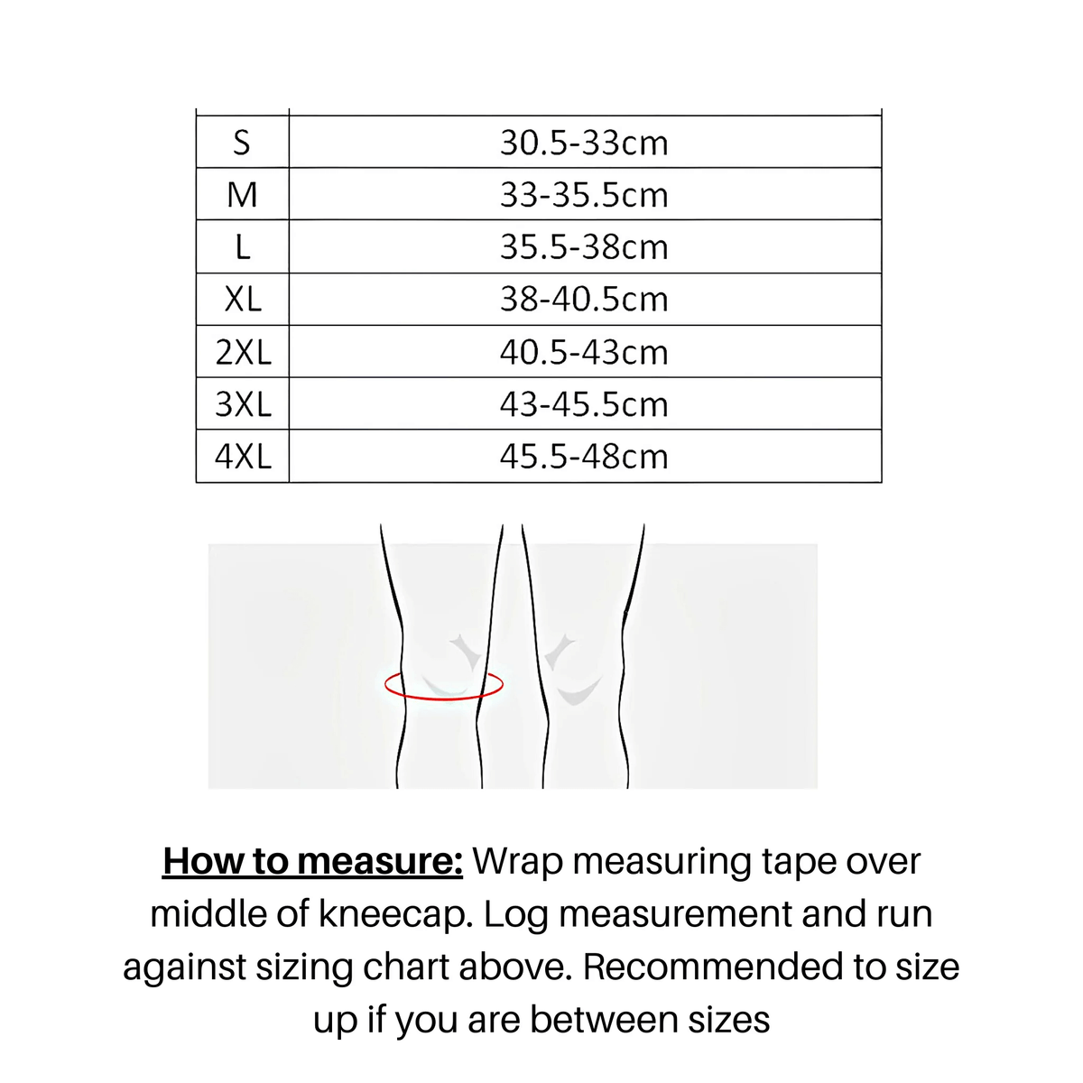 Sizing Guide for Deep Red - 7mm Knee Sleeves