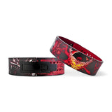 Display of the Baki Anime Powerlifting Belt with its eye-catching design. The belt lies flat, displaying both the striking artwork of Yujiro Hanma and the sturdy, adjustable black buckle, perfect for powerlifting and weight training.