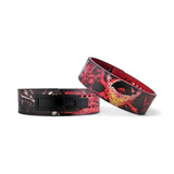 Display of the Baki Anime Powerlifting Belt with its eye-catching design. The belt lies flat, displaying both the striking artwork of Yujiro Hanma and the sturdy, adjustable black buckle, perfect for powerlifting and weight training.