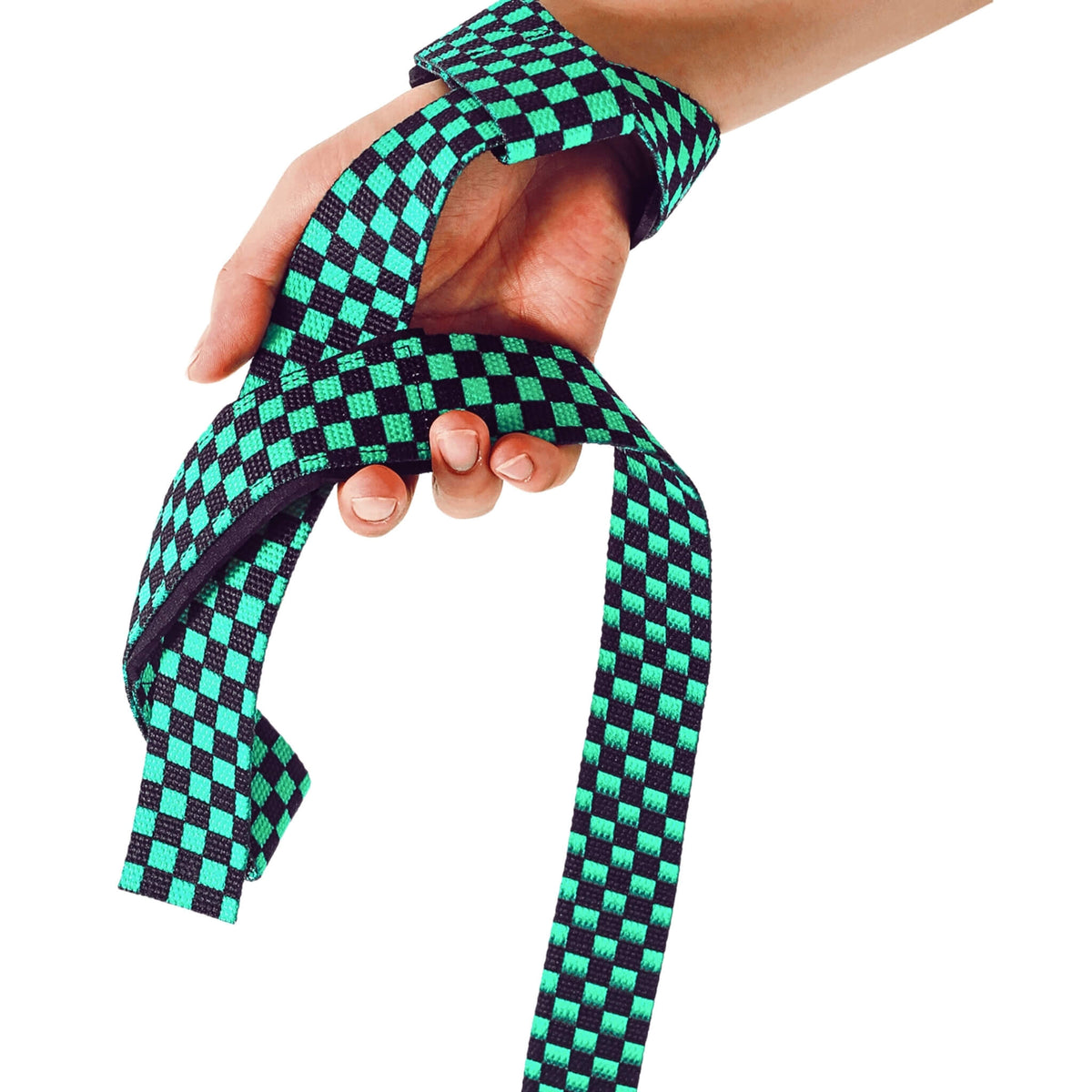  iconic checkered Ichimatsu pattern for Demon Slayer lifting straps, perfect for powerlifting and weightlifting