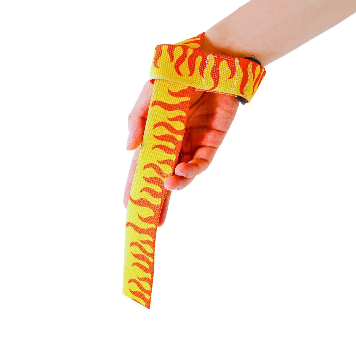 iconic flaming pattern for Demon Slayer lifting straps, perfect for powerlifting and weightlifting