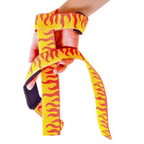 iconic flaming pattern for Demon Slayer lifting straps, perfect for powerlifting and weightlifting