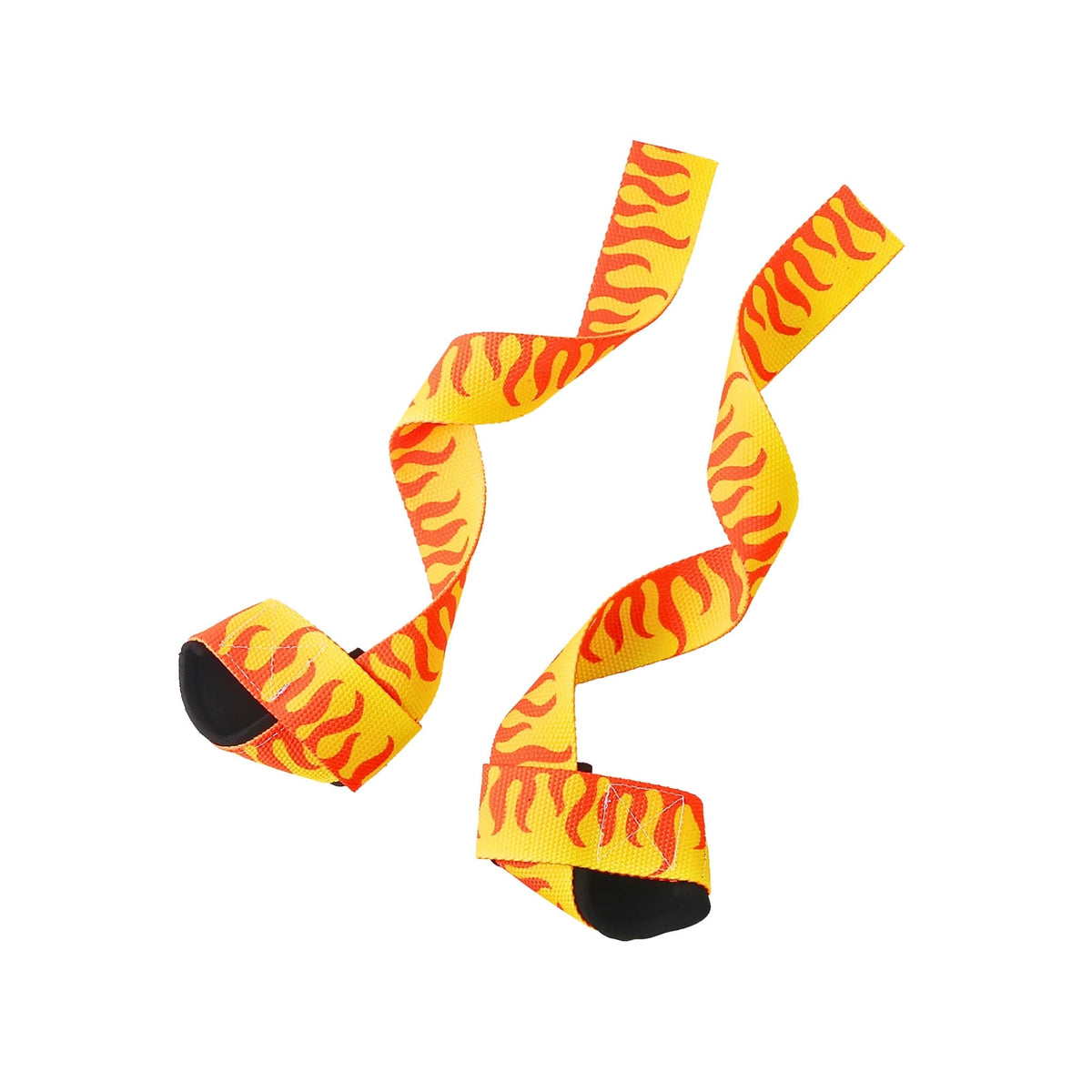 iconic flaming pattern for Demon Slayer lifting straps, perfect for powerlifting and weightlifting