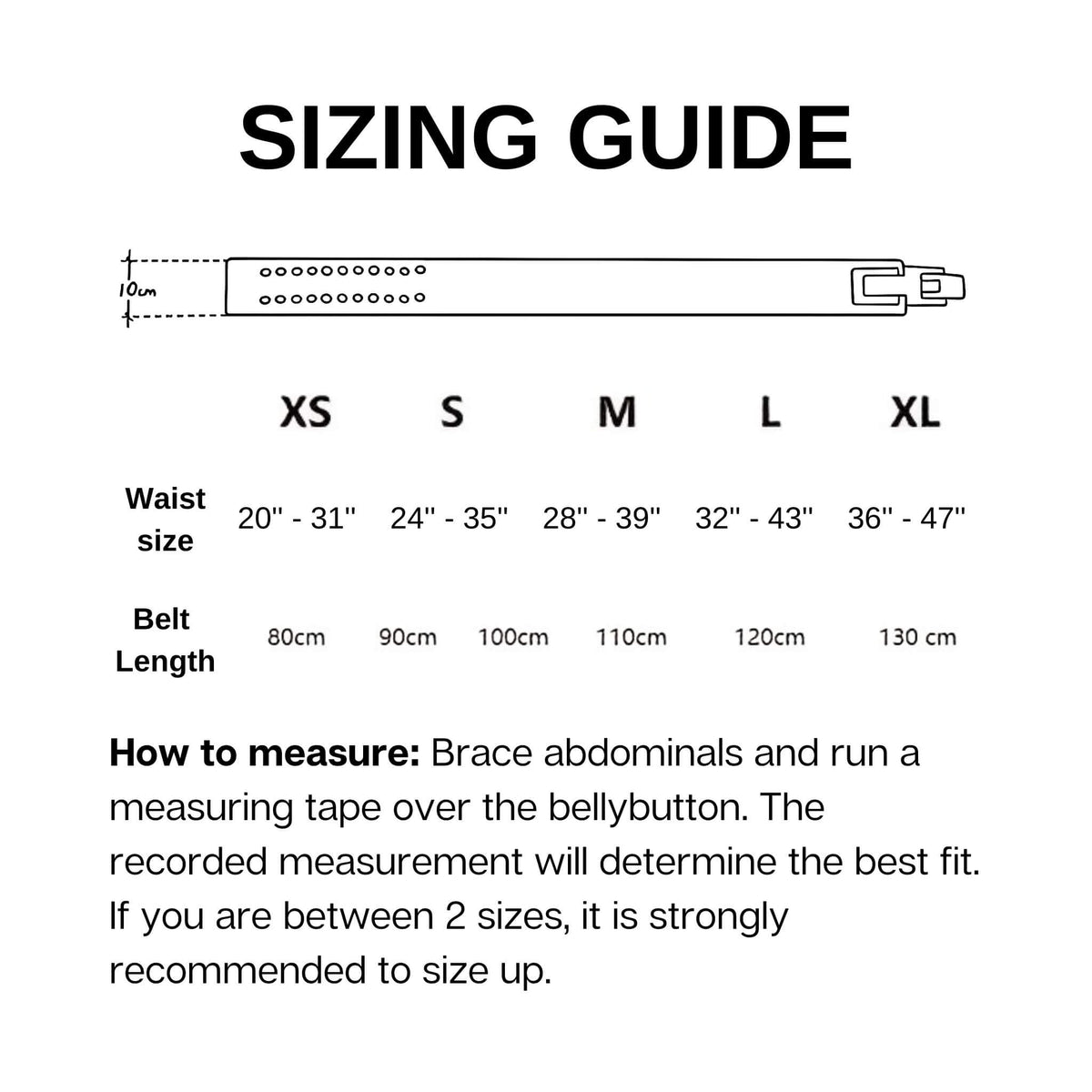 SIZING GUIDE FOR SIGNATURE BLACK POWERLIFTING BELT