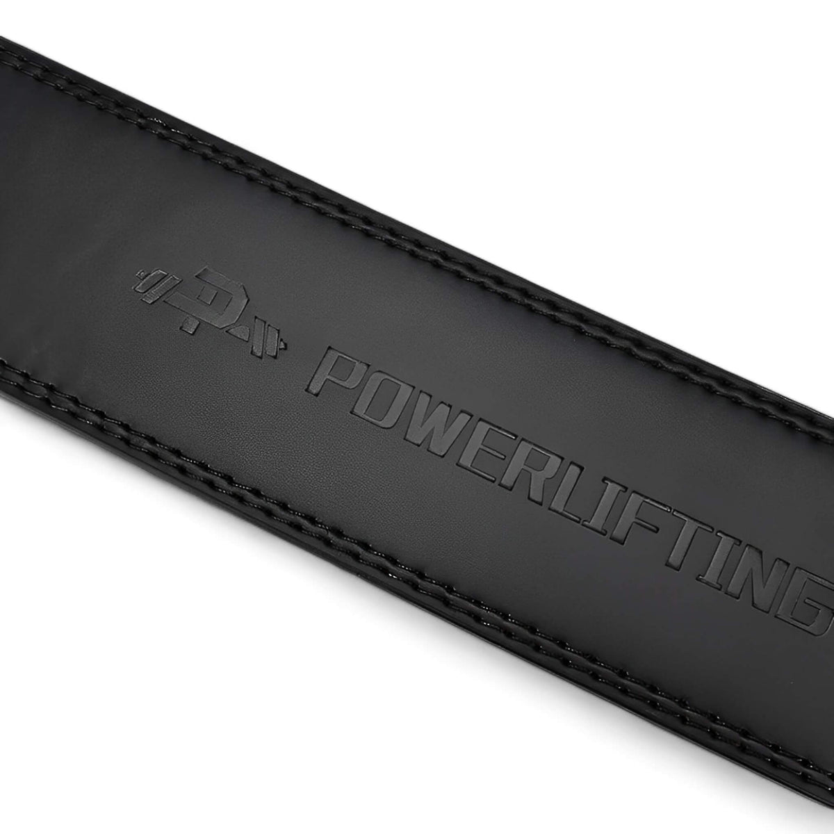 Close up of leather belt with heavy duty double stitching  - This elite belt combines a sleek black leather exterior with a striking red interior.