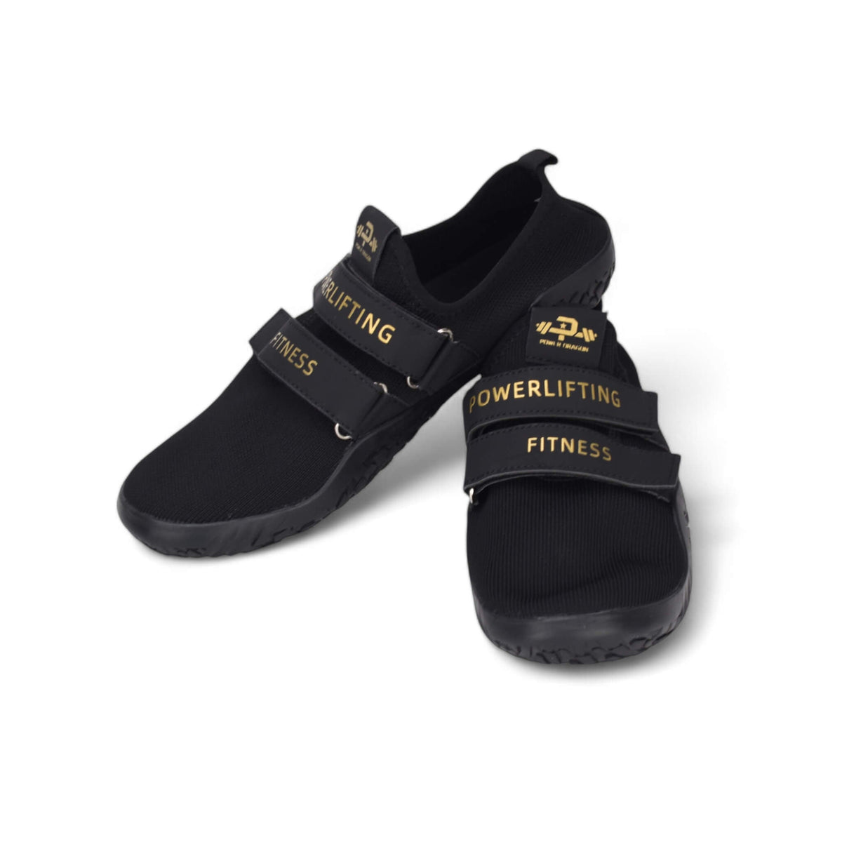 Black deadlift slippers for powerlifting that gives stability while squatting and deadlifting