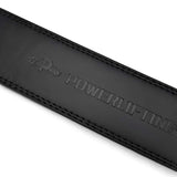 Close up of leather belt with heavy duty double stitching  - This elite belt combines a sleek black leather exterior with a striking red interior.