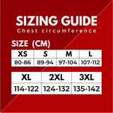 SIZING GUIDE FOR PD GripForce Tee from the DRAGON SERIES. 