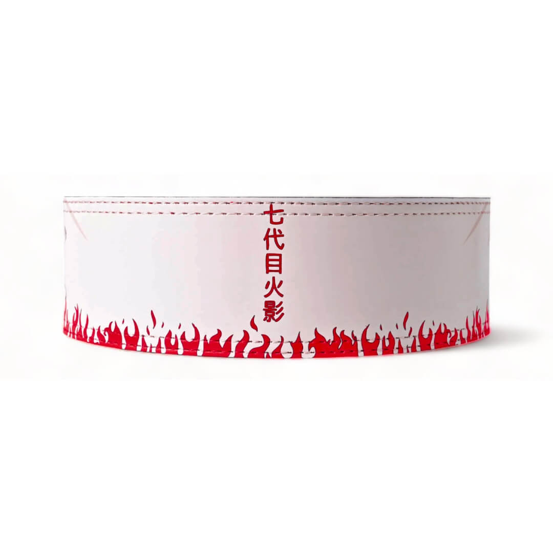 Back view of Hokage Litfting Belt | Naruto lifting belts featuring bold red flame design and durable construction, it's ideal for powerlifters and anime enthusiasts.