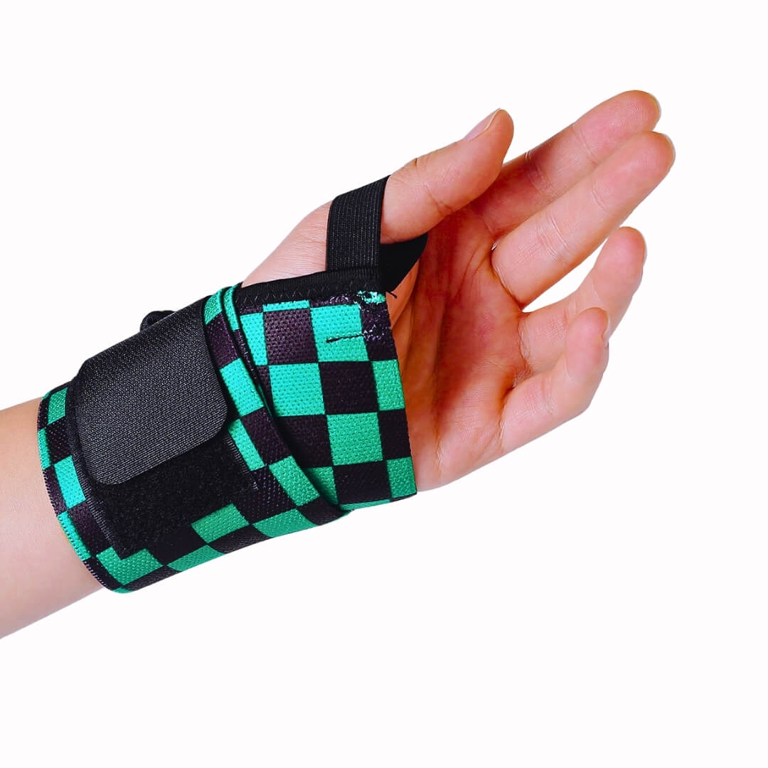 View of Ichimatsu Anime Wrist Wraps around hand | For wrist stability and compression during strength sports such as weightlifting and powerlifting