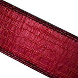 Closed up view of embossed leather weightlifting belt