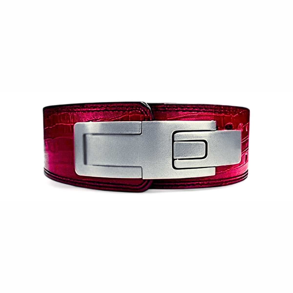 Featuring a bold red crocodile texture and a durable silver lever buckle. Crafted for superior support, this belt is ideal for lifters who demand performance and style.